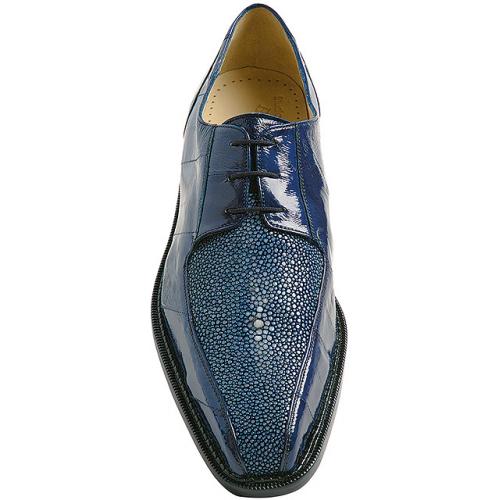 Belvedere "Ottone" Navy Blue Genuine Stingray/Eel Shoes